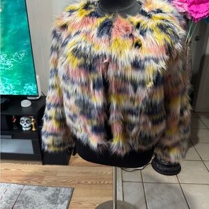 Eloquii Colorful Faux Fur Teddy Jacket